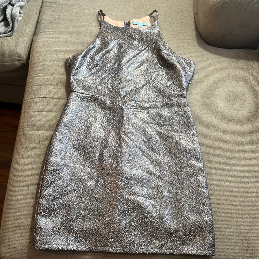 She + Sky Metallic Party Dress